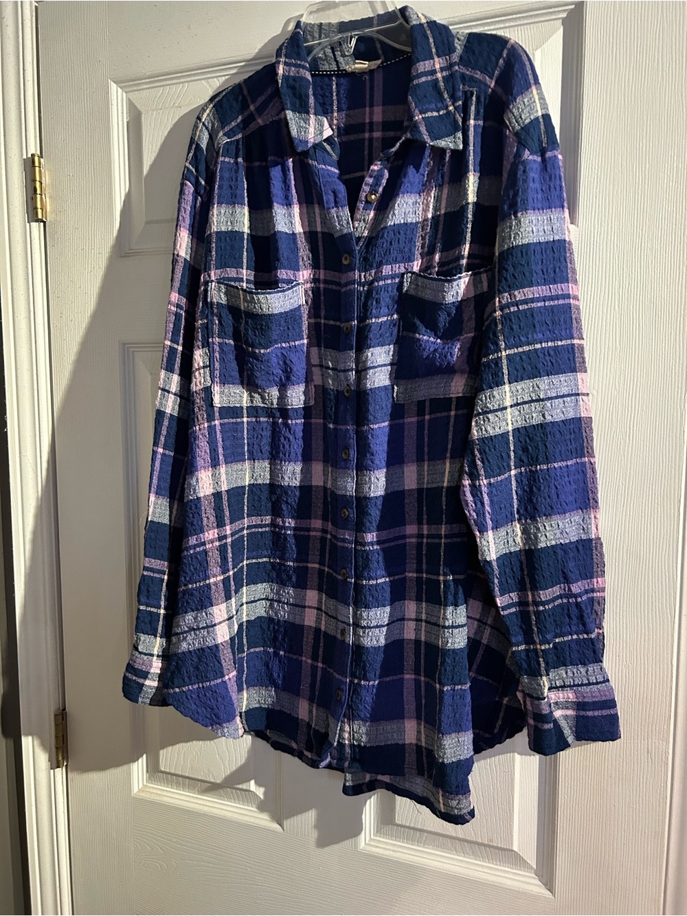 Pilcro Blue, Pink and White Plaid Button-Down Shirt